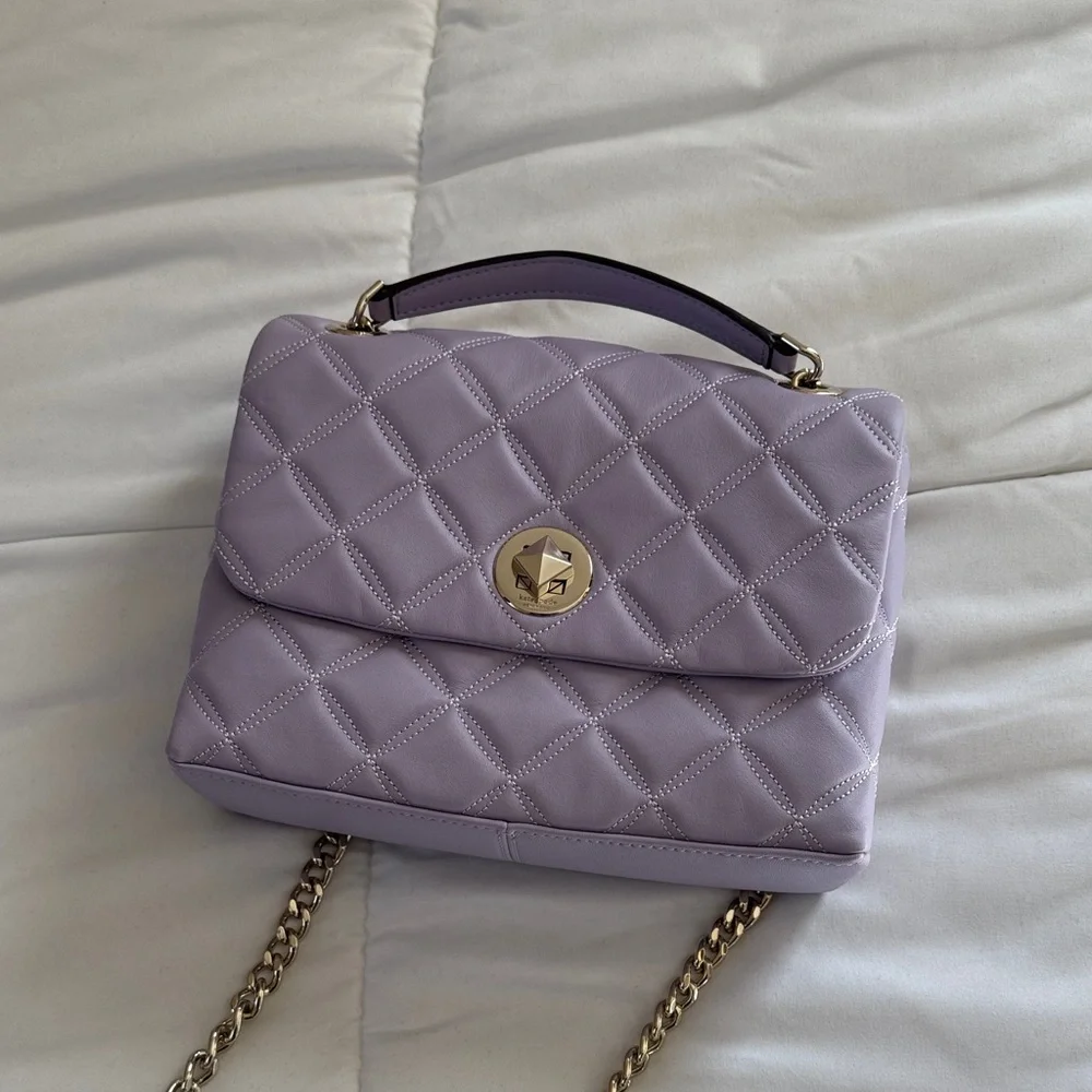 NWT Kate Spade Lilac Frost Natalia Quilted Square Leather Crossbody Bag